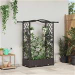 vidaXL Verhoogd Bed met Trellis en Dak Bruin 124 x 40 x 123 cm PP