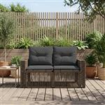 vidaXL Tuinbank 2-Aantal zitplaatsen Grijs poly rattan
