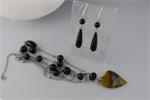 GELE OPAAL ( hanger ) - ONYX ketting/oorhanger-set
