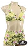 Aloha Beachwear, 50's Bikini Yellow Hawaiien Hibiscus in Sma