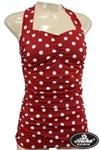 Aloha Beachwear, Vintage Pinup Badpak Red Polkadot.