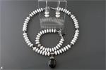 Collier/armbandje/oorhanger-set van WITTE onyx