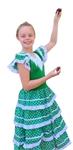 Spaanse jurk Groen Wit Maat 8 - lengte 80 cm, kledingmaat 11