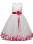 Communie bruidsmeisjes jurk wit roze met bloemen + krans 3-4