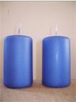 Cilinderkaars Blauw/ Lavendel set 2stuks