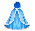 Prinsessen cape blauw + GRATIS kroon 5-6 jaar, lengte 70 cm