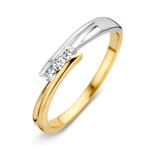 Excellent Jewelry Slanke Gouden Ring met Witgouden Uiteinde
