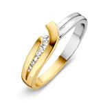 Excellent Jewelry Bicolor Ring met Opengewerkte Zirkonia Str