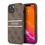 Guess iPhone 13 Hardcase Backcover Hoesje 4G Brown Stripe -
