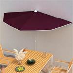 vidaXL Demi-parasol de jardin avec mât 180x90 cm Rouge borde