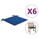 vidaXL Coussins de chaise de jardin 6 pcs Bleu royal 50x50x3