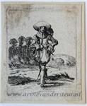 [Antique print, etching] Man with left arm akimbo standing b
