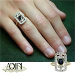 Art Deco verlovingsring met saffier