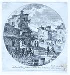 Etching/ets: View of Paris with inhabitants (Stadsgezicht va