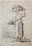 [Antique drawing] Woman carrying a basket (vrouw die mand dr