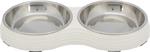 TRIXIE VOERBAK KAT DUBBEL MELAMINE / RVS WIT