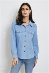 Dames Blouse Suedine Blue 6138