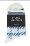 Blauw met wit geruite sokken Studio Anneloes