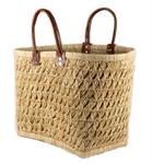 Shopper palmblad gehaakt met leren grepen