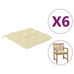 vidaXL Coussins de chaise 6 pcs Blanc crème 50x50x7 cm Tissu