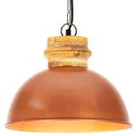 vidaXL Hanglamp industrieel rond E27 32 cm mangohout koperkl