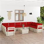 vidaXL Salon de jardin palette 10 pcs avec coussins Épicéa i