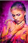 Glasschilderij  vrouw met lila kleuren | Ter Halle | 492