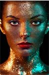 Glasschilderij vrouw met 2 kleuren gezicht | Ter Halle | 498