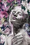 Glasschilderij vrouw met roze bloemen | Ter Halle | 512