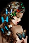 Glasschilderij Vrouw met Vlinders | 493