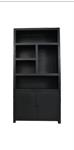 Wandkast zwart 5 vakken - 105x42x115 - Zwart - Mangohout/MDF