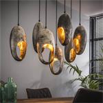 Hanglamp 7x open oog dubbel / Oud zilver