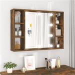 vidaXL Spiegelkast met LED-verlichting 76x15x55 cm gerookt e