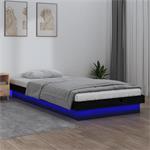 vidaXL Bedframe LED massief hout zwart 75x190 cm 2FT6 Small