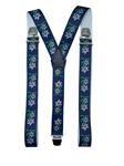 Donkerblauwe Bretels met Edelweiss bloemen en extra sterke c