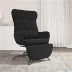 vidaXL Chaise de relaxation avec repose-pied Noir Tissu