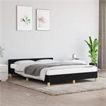 vidaXL Cadre de lit avec tête de lit Noir 140x190 cm Tissu