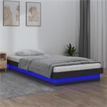 vidaXL Cadre de lit à LED Gris 90x190 cm Simple Bois massif