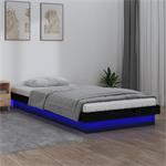 vidaXL Cadre de lit à LED Noir 90x190 cm Simple Bois massif