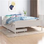 vidaXL Cadre de lit avec 2 tiroirs Blanc Bois de pin massif