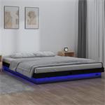 vidaXL Cadre de lit à LED Noir 135x190 cm Double Bois massif