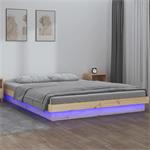 vidaXL Cadre de lit à LED 135x190 cm Double Bois massif