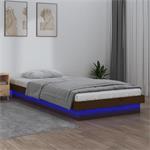 vidaXL Cadre de lit à LED Marron miel 90x190 cm Simple Bois