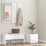 vidaXL Ensemble de meubles de couloir Blanc brillant Bois d'