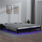 vidaXL Cadre de lit à LED Noir 200x200 cm Bois massif