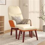 vidaXL Chaise de relaxation avec tabouret Crème Tissu