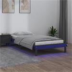 vidaXL Cadre de lit à LED Gris 90x190 cm Simple Bois massif