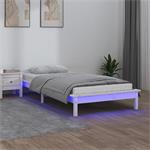 vidaXL Cadre de lit à LED Blanc 75x190 cm Petit simple Bois