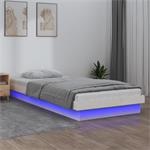vidaXL Cadre de lit à LED Blanc 75x190 cm Petit simple Bois