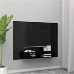 vidaXL Meuble TV mural Noir brillant 135x23,5x90 cm Agglomér
